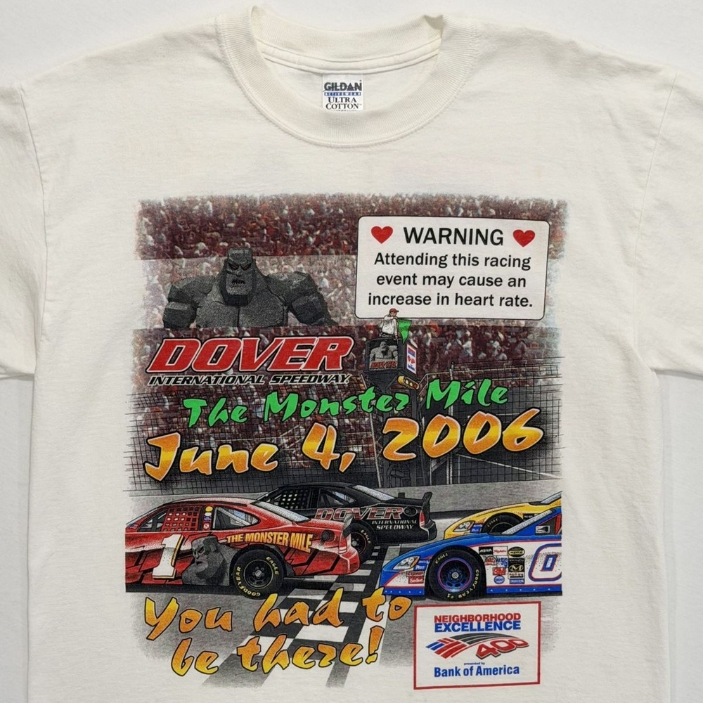 Vintage Y2K Dodge Dealers 400 at Dover NASCAR T-Shirt White M Monster Mile Tee